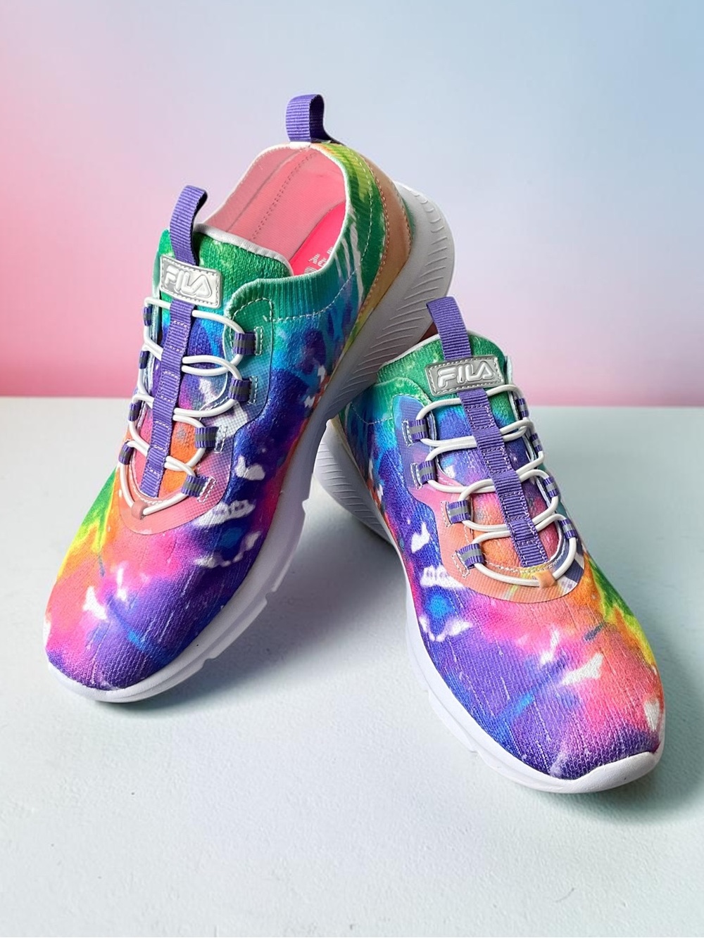 Fila Tie-Dye, Slip-On Skyway Memory Foam Athletic Sneakers, Size 8